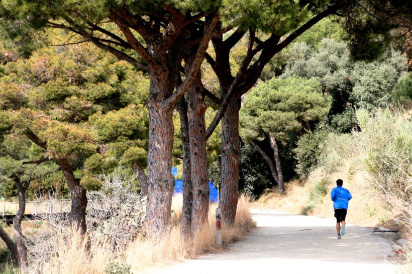 A RUNNING VIEW ABOVE THE CITY OF BARCELONA