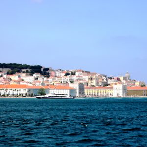 Lisbon from the south side by the sea